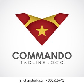 Commando shield protection army abstract vector logo design template business soldier icon company identity symbol concept