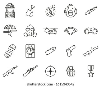 Commandos Or Special Forces Icons Thin Line Set Big