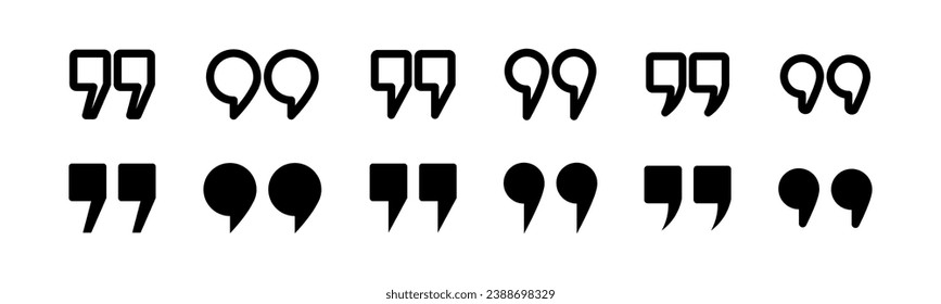 Commas vector symbol. Quote mark collection. Black quotes icon set. Speech mark.