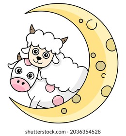 commemorate the month of Eid al Adha, vector illustration art. doodle icon image kawaii.