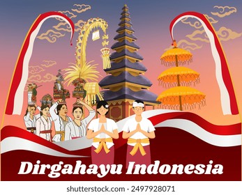 commemorating Indonesian Independence Day, August 17, this image is a version of Balinese culture with their traditional and cultural clothing.