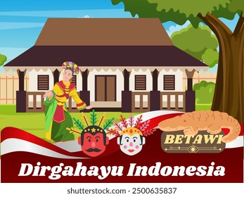 commemorating Indonesian Independence Day, August 17, this image is a version of Betawi culture with their traditional dance and cultural clothing.