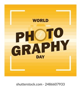 Commemorating International Photography Day. Appreciate technological advances in the arts. World Photography Day concept. Flat vector illustration.