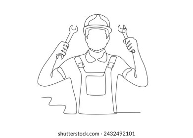 conmemorando luchas y logros. Dibujo de una línea del día laborable