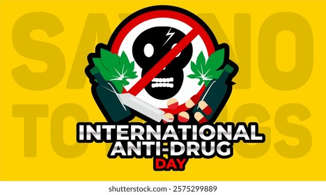 commemorating world anti-drug day, vector illustration design