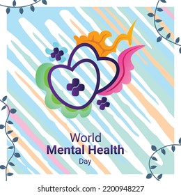 commemorating world mental health day, with the concept of love, line art and plant