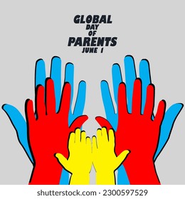 commemorating World Parents Day with colorful hand drawn illustrations of parents and their children – June 1st