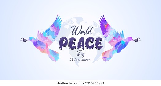 commemorating world peace day - 21 september. peace day celebration with abstract dove design ornament