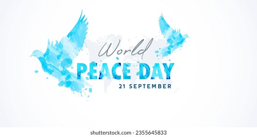 commemorating world peace day - 21 september. peace day celebration with abstract dove design ornament