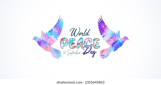 commemorating world peace day - 21 september. peace day celebration with abstract dove design ornament