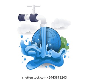Conmemoración del día mundial del agua, ilustración 3d isométrica plana