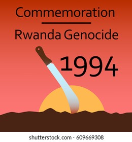 Commemoration Rwanda Genocide. Flat Vector Stock Illustration