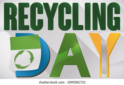 Commemorative banner promoting the proper sorting of recycling with colored letters for Recycling Day.