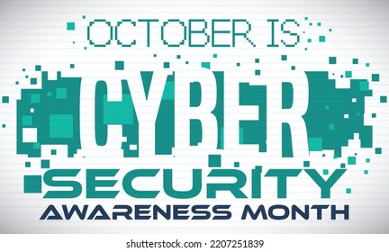 Commemorative banner with scattered squares, ready to celebrate on October the Cyber Security Awareness Month.