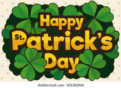 Commemorative banner for St. Patrick's Day celebration with clover design.