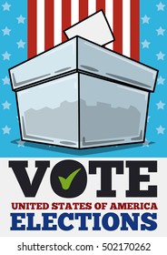 Commemorative design of American elections inviting you to vote with a translucent ballot box.