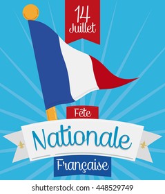 Commemorative design to celebrate National Day of France with a waving pennant.