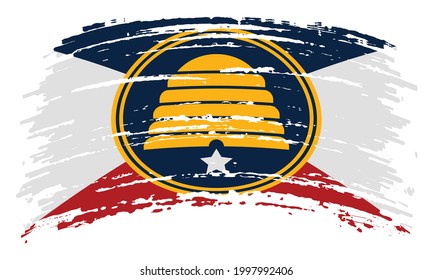 Commemorative flag of Utah in real proportions and colors, vector image