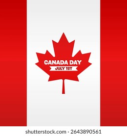 commemorative image for Canada Day, with its striking red and white flag, highlighting the country's symbolic leaf, patriotic flag design