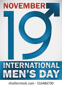 Commemorative poster for International Men's Day with a mix between masculine symbol and number for this date: 19th November.