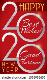 Commemorative red invitation card wishing at you best wishes and good fortune during the upcoming New Year 2020.