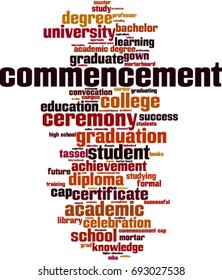 Commencement word cloud concept. Vector illustration