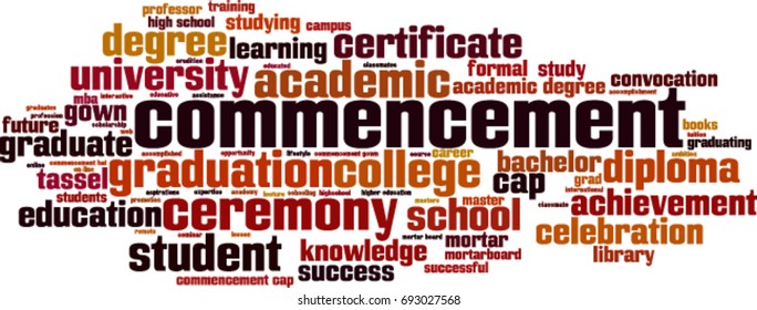 Commencement word cloud concept. Vector illustration
