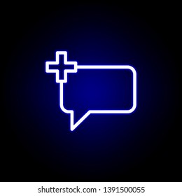 comment, add, plus icon in neon style. Can be used for web, logo, mobile app, UI, UX