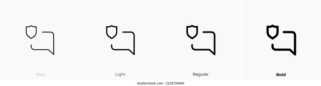 comment alt shield icon. Thin, Light Regular And Bold style design isolated on white background