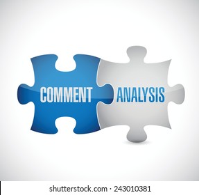 comment and analysis puzzle pieces illustration design over a white background
