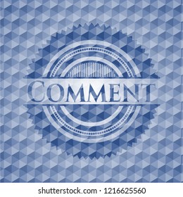 Comment blue badge with geometric pattern.