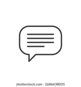 Comment bubble line icon showing speech outline vector icon. Ideal sign and symbol for social media posts, forums, or feedback systems. Modern minimal outline design.