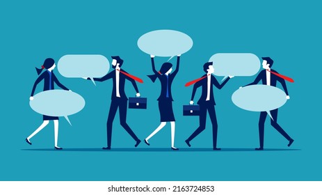Comment. Businessman holding a speech balloon. Business Concept Illustration Vector 