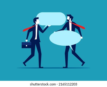 Comment. Businessman holding a speech balloon. Business Concept Illustration Vector 