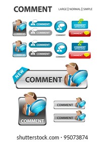 comment button, collection of Comment speech icons and buttons