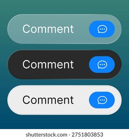 Comment button set for element call to action design