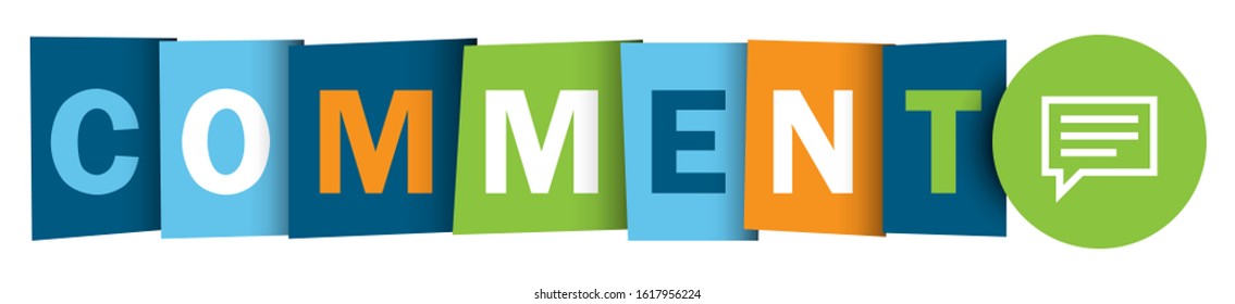COMMENT colorful vector typographic web button with speech bubble symbol
