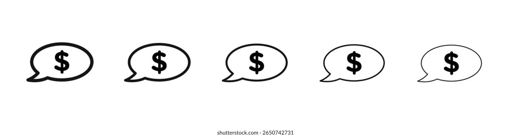 Comentar icono de dólar ilustración plana conjunto logo