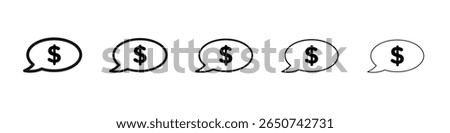 Comment dollar icon flat illustration set logo