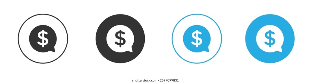 Comentario icono de dólar. Plantilla de diseño de iconos gráficos
