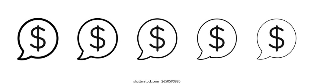 Conjunto de gráficos de icono de dólar. estilo de línea de trazo de moda