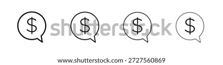 Comment dollar icon in modern stroke line style. Vector 10 eps
