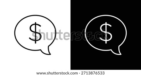 Comment dollar icon outline pictogram isolated on white. Vector Icon shape.