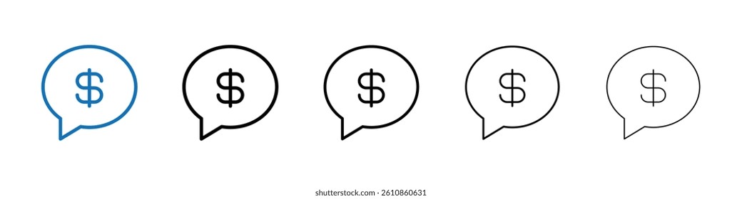 Comment dollar icon Outline vector logo for web ui