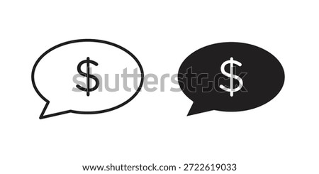 Comment dollar icon pictogram in trendy outline style. icon, sign or symbol.