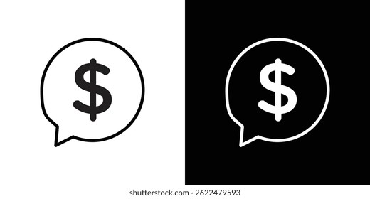 Comentário ícone de dólar forma gráfico simples clipart símbolo. linha fina contorno arte