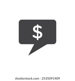 Ícone de comentário em dólar Marca de símbolo em estilo preenchido