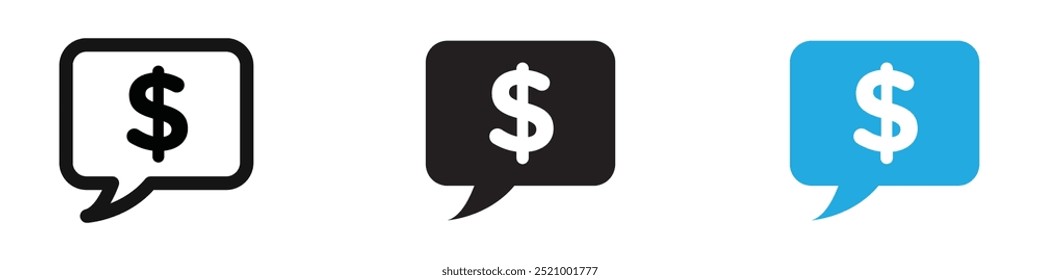 Comment dollar icon thin line illustration