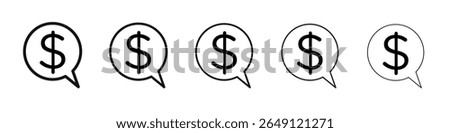 Comment dollar icon vector outline set illustration sign