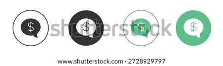 Comment dollar icons concepts. black sign set